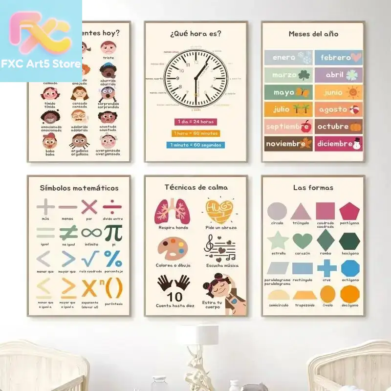 Kids Educational - Alphabet Numbers & More - 1pc 프레임리스 Boho 벽 예술 숫자