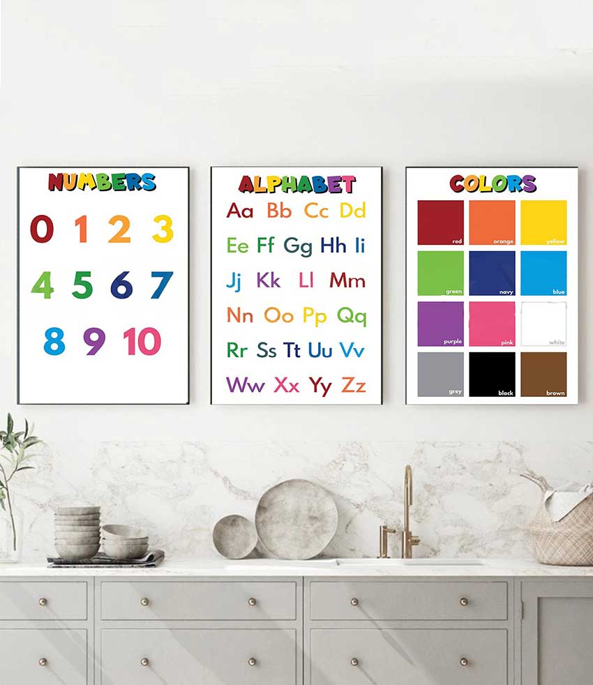 Kids Educational - Alphabet Numbers & More - 1pc 프레임리스 어린이 교육 교실 포스터,