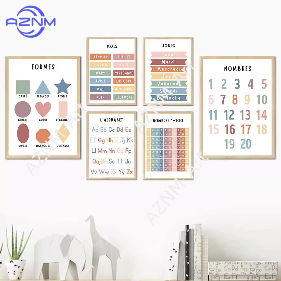 1PC, 영어 프랑스어 숫자 알파벳 모양 캔버스 페인팅 - Kids Educational - Alphabet Numbers & More 리뷰 및 가격