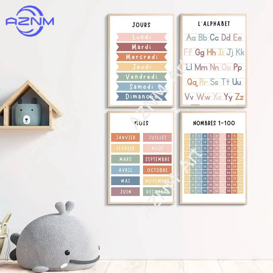 1PC, 영어 프랑스어 숫자 알파벳 모양 캔버스 페인팅 - Kids Educational - Alphabet Numbers & More 리뷰 및 가격