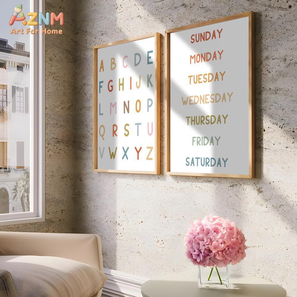 AZNM 교육용 알파벳 숫자 프레임리스 캔버스 벽 예술 - Kids Educational - Alphabet Numbers & More 리뷰 및 가격