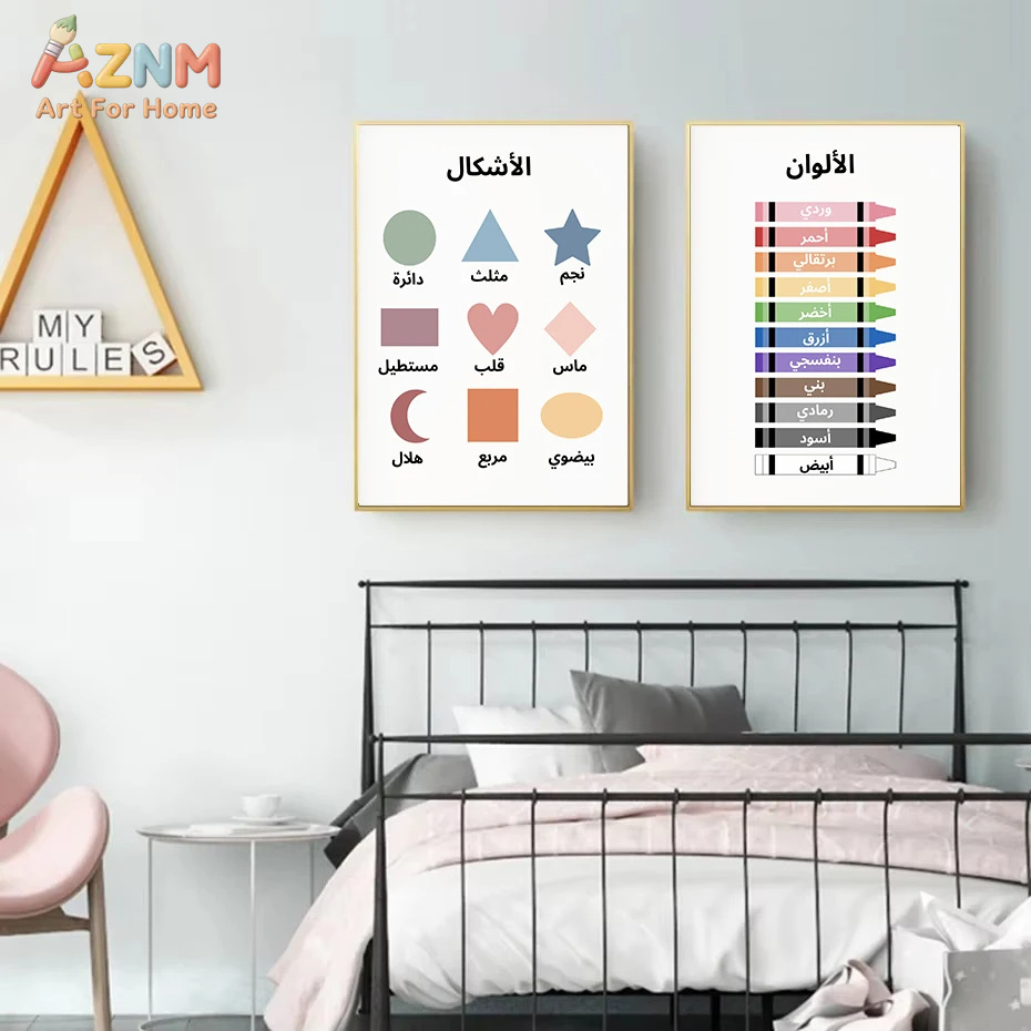 AZNM 아랍어 교육용 어린이 캔버스 벽 예술, 알파벳 - Kids Educational - Alphabet Numbers & More 리뷰 및 가격