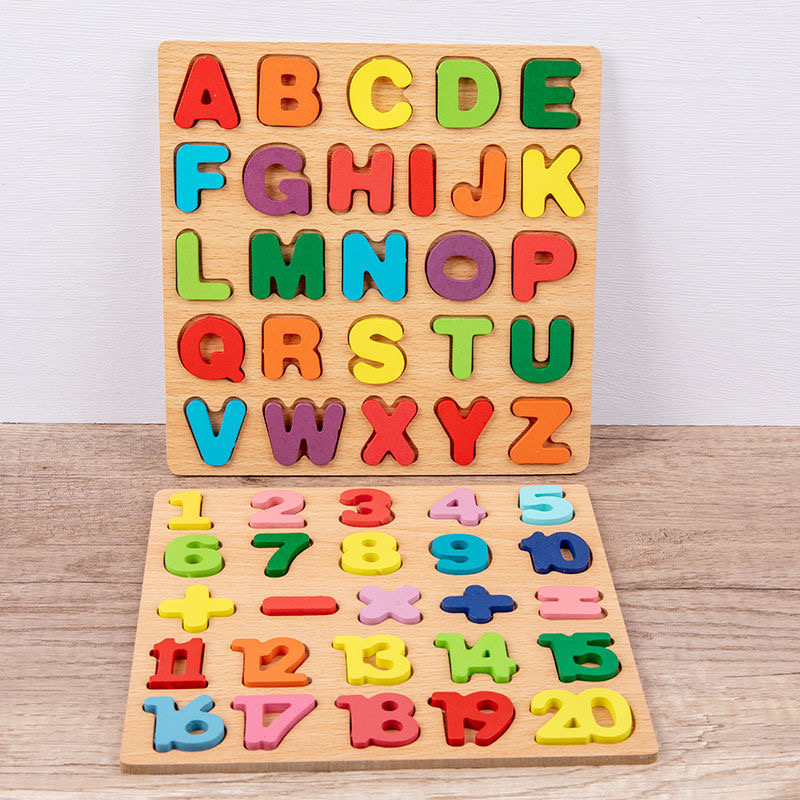 나무 알파벳 퍼즐 보드 숫자 나무 퍼즐 유아용 교육용  - Kids Educational - Alphabet Numbers & More 리뷰 및 가격