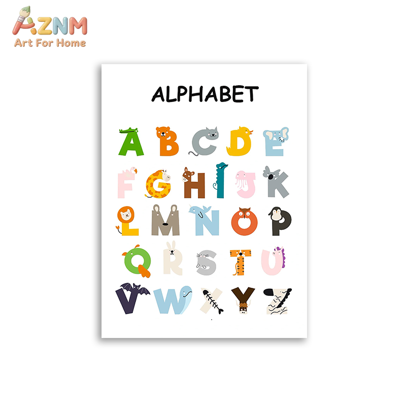 AZNM 교육용 알파벳 숫자 프레임리스 캔버스 벽 예술 - Kids Educational - Alphabet Numbers & More 리뷰 및 가격